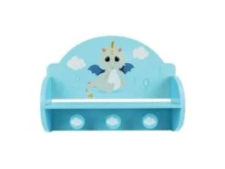Léon Le Dragon 713338 ETAGERE PORTEMANTEAU Dimensions : ± H. 33 X L. 46 X P. 15 Cm Pour Enfant