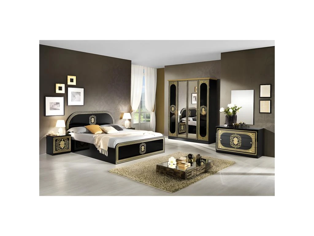 SOLAYA NOIRE - Armoire 4 Portes Avec Miroir Central â Image 2