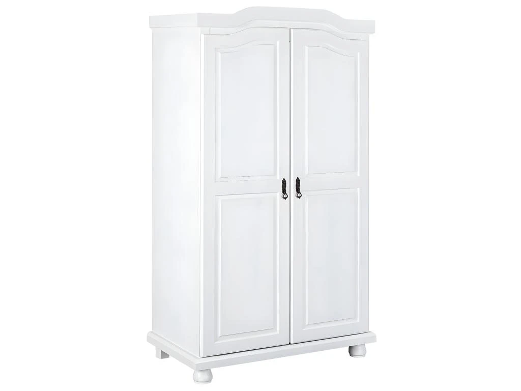 SYDNEY - Armoire 2 Portes + Penderie Bois Massif Vernis Blanc