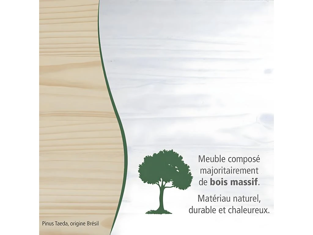 SYDNEY - Armoire 2 Portes + Penderie Bois Massif Vernis Blanc â Image 5