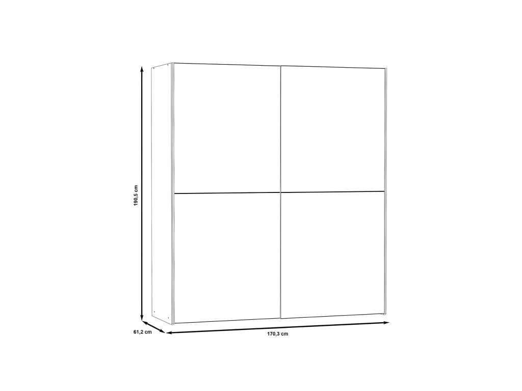 Armoire 2 Portes Coulissantes 5 Tablettes Blanc LaquĂ© Miroir - JEIK â Image 3