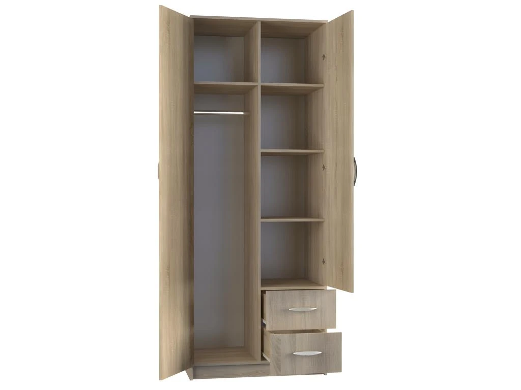 ROMA | Armoire Compacte Chambre Bureau | Penderie Multifonctions | 2 Portes | Miroir | 2 Tiroirs | Meuble De Rangement | Dressing – Image 2
