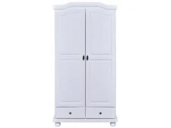 NEDER - Armoire 2 Portes Bois Massif Blanc