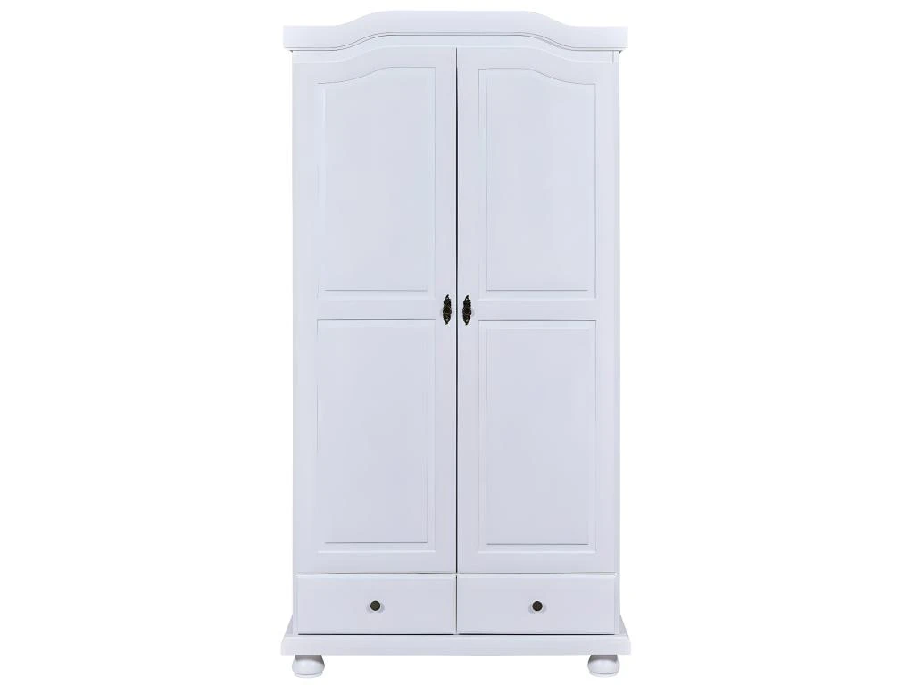 NEDER - Armoire 2 Portes Bois Massif Blanc