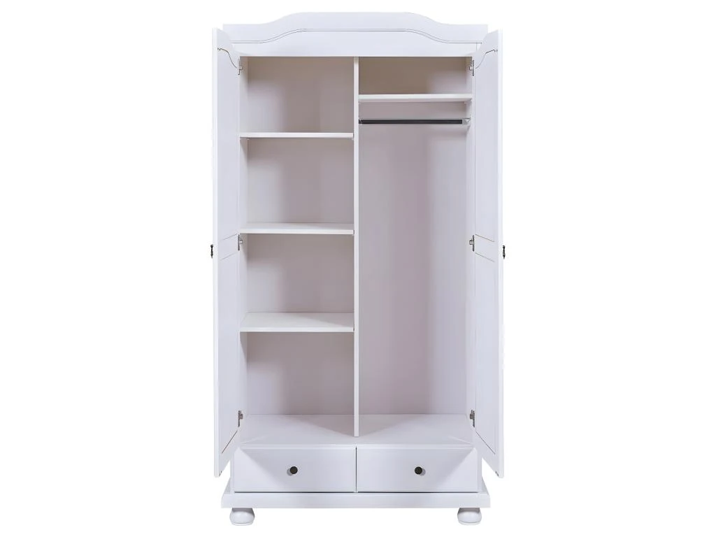 NEDER - Armoire 2 Portes Bois Massif Blanc – Image 3