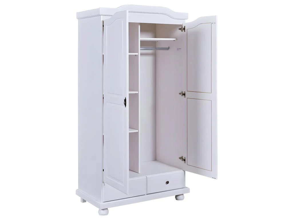 NEDER - Armoire 2 Portes Bois Massif Blanc – Image 5