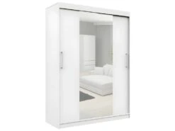 HELIA | Armoire à Portes Coulissantes + Grand Miroir Chambre Couloir Salon | 200x150x60cm | Armoire Penderie Moderne