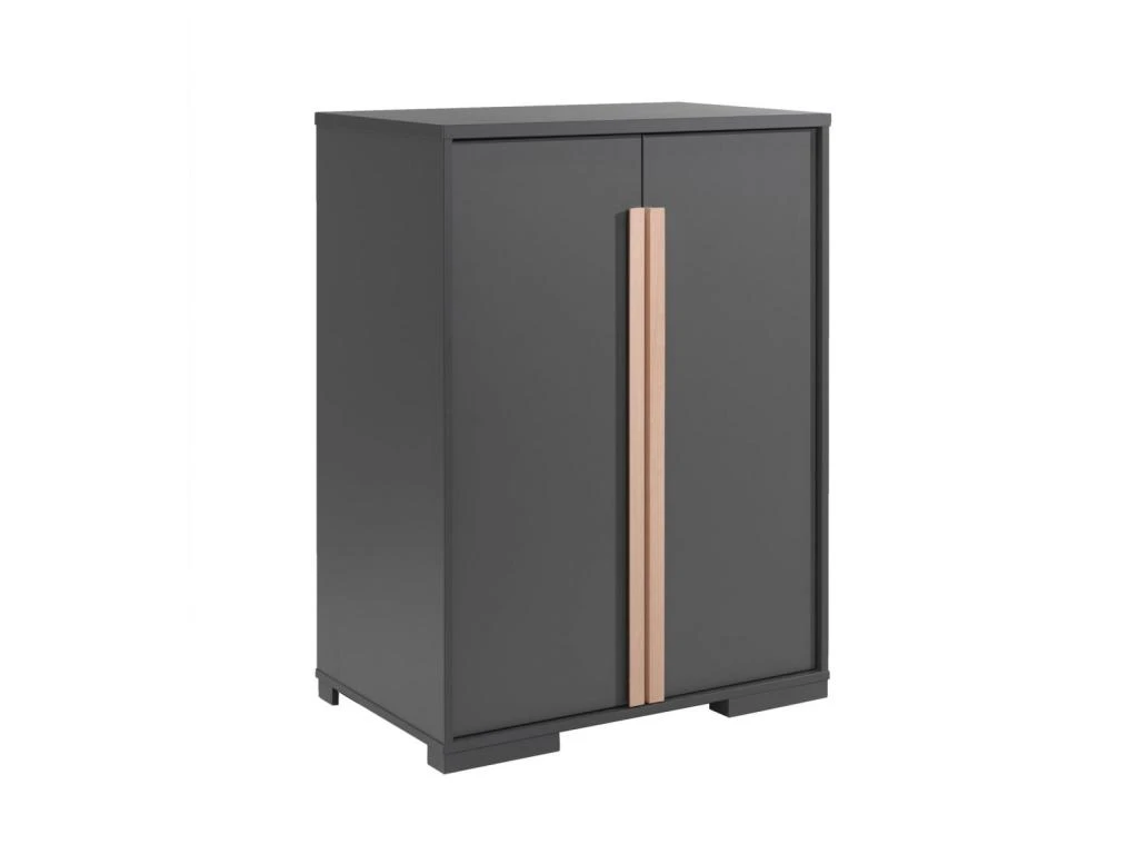 NASH DARK - Armoire Basse 2 Portes Anthracite Et Bois