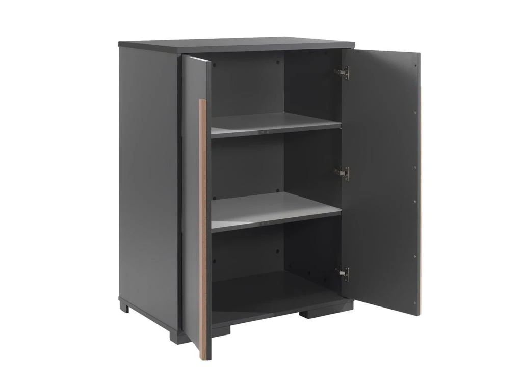 NASH DARK - Armoire Basse 2 Portes Anthracite Et Bois – Image 3