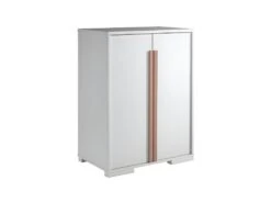 NASH WHITE - Armoire Basse 2 Portes Blanc Et Bois