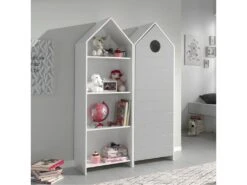 HAVRE - Pack Bibliothèque + Armoire 1 Porte Grise