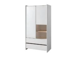 BODHI WHITE - Armoire 2 Portes 2 Tiroirs Blanche Et Bois
