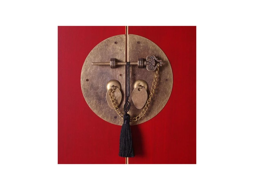 Armoire Lingère 2 Portes, 2 Tiroirs Rouge Meuble Chinois - PEKIN – Image 2