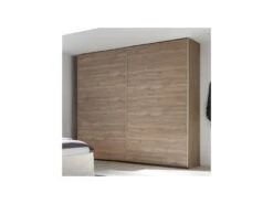 Armoire 2 Portes Coulissantes Noyer Clair - ANIECE