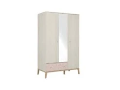Armoire 3 Portes 1 Tiroir Bois Blanchi - SOLVEIG