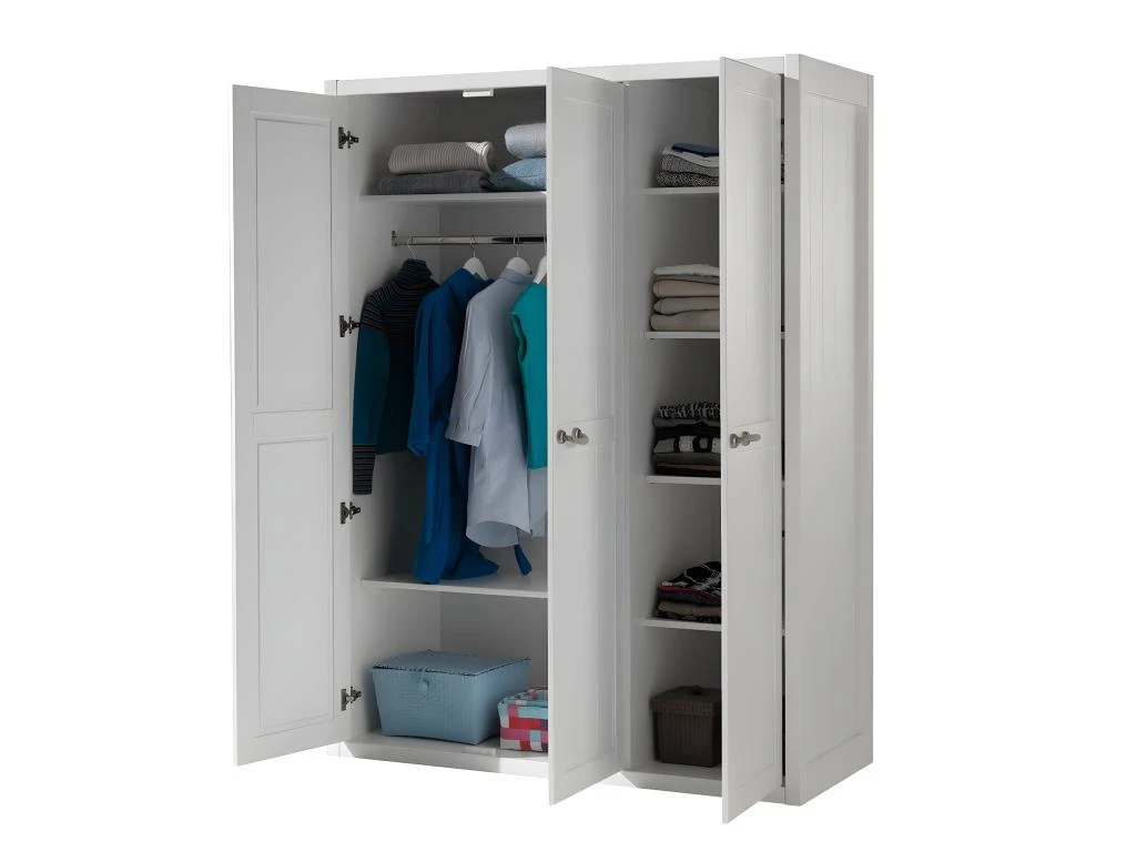 LAZIO - Armoire 3 Portes Effet Lambris PoignĂ©es Corde â Image 3