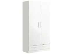 Armoire 2 Portes 1 Tiroir 200X102X51Cm Blanc - Venprodin