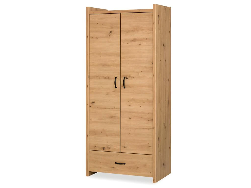 MINEA | Armoire ELISA L. 84 Cm Imitation ChĂȘne | 2 Portes + 1 Tiroir