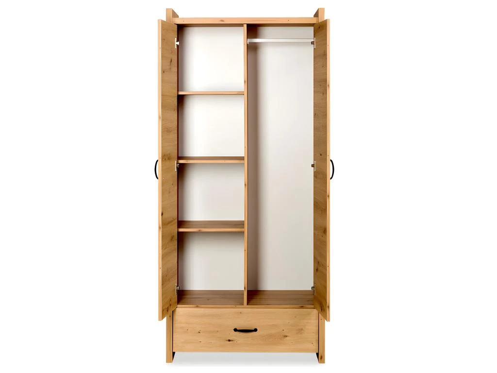 MINEA | Armoire ELISA L. 84 Cm Imitation ChĂȘne | 2 Portes + 1 Tiroir â Image 2