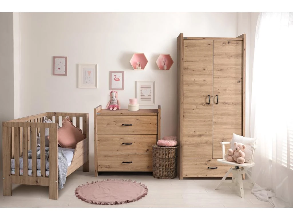 MINEA | Armoire ELISA L. 84 Cm Imitation ChĂȘne | 2 Portes + 1 Tiroir â Image 3
