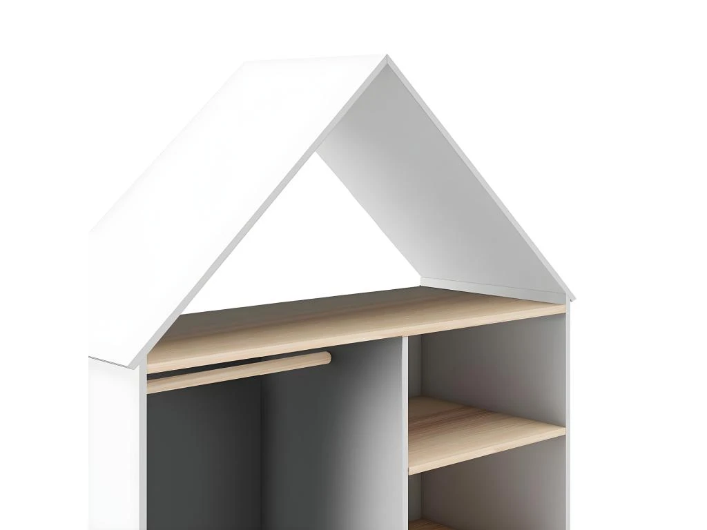KAINA - Dressing Cabane Enfant MDF Et Pin Coloris Blanc Et Naturel â Image 3