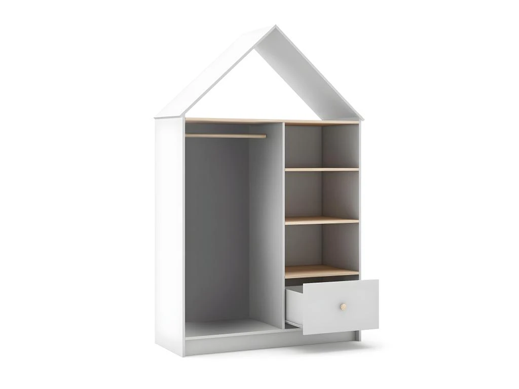 KAINA - Dressing Cabane Enfant MDF Et Pin Coloris Blanc Et Naturel â Image 5