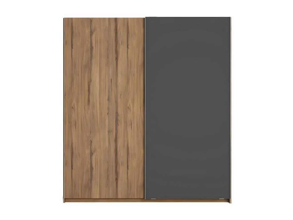 CAMINA - Armoire Penderie 2 Portes Coulissantes Effet Noyer Et Gris Anthracite â Image 3