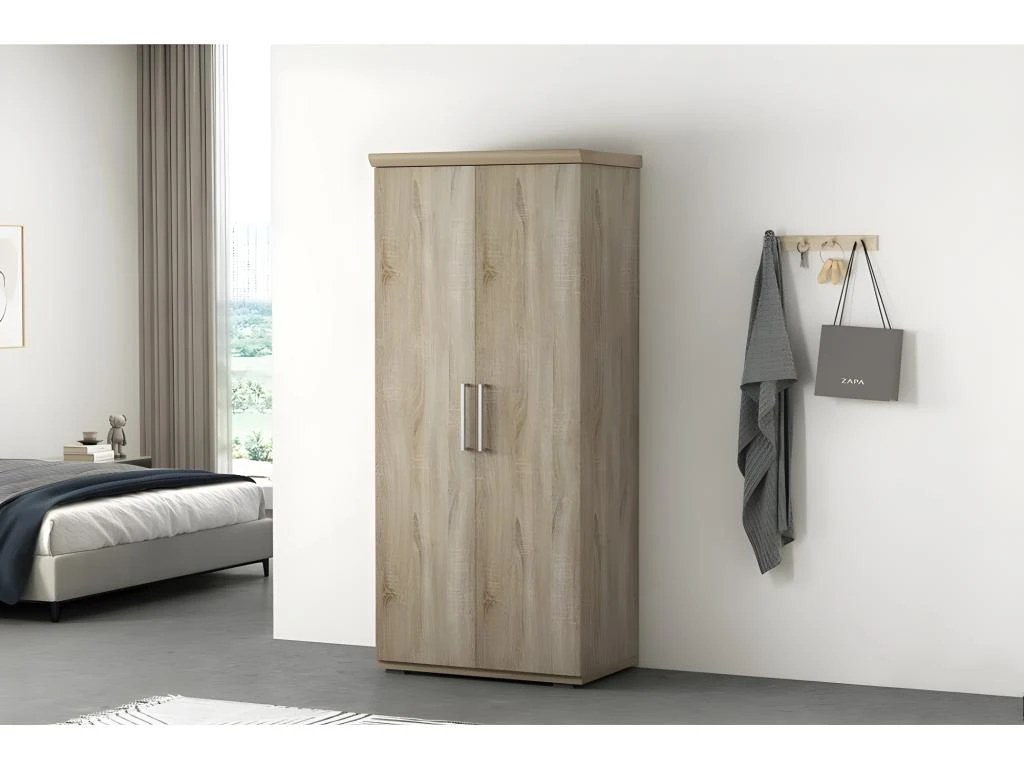 Armoire, Garde-robe, Collection TOM, 2 Portes 80 Cm, Penderie Intégrée Chêne Sonoma – Image 2