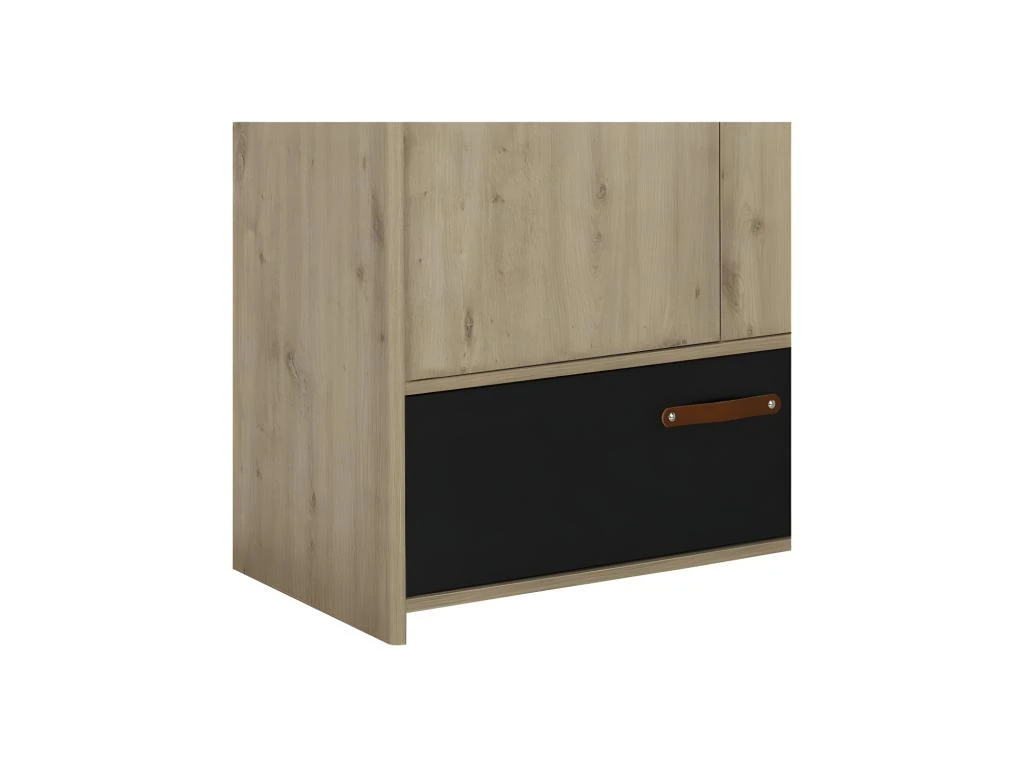 Armoire 3 Portes 1 Tiroir ChĂȘne/Noir - ESTHER â Image 6