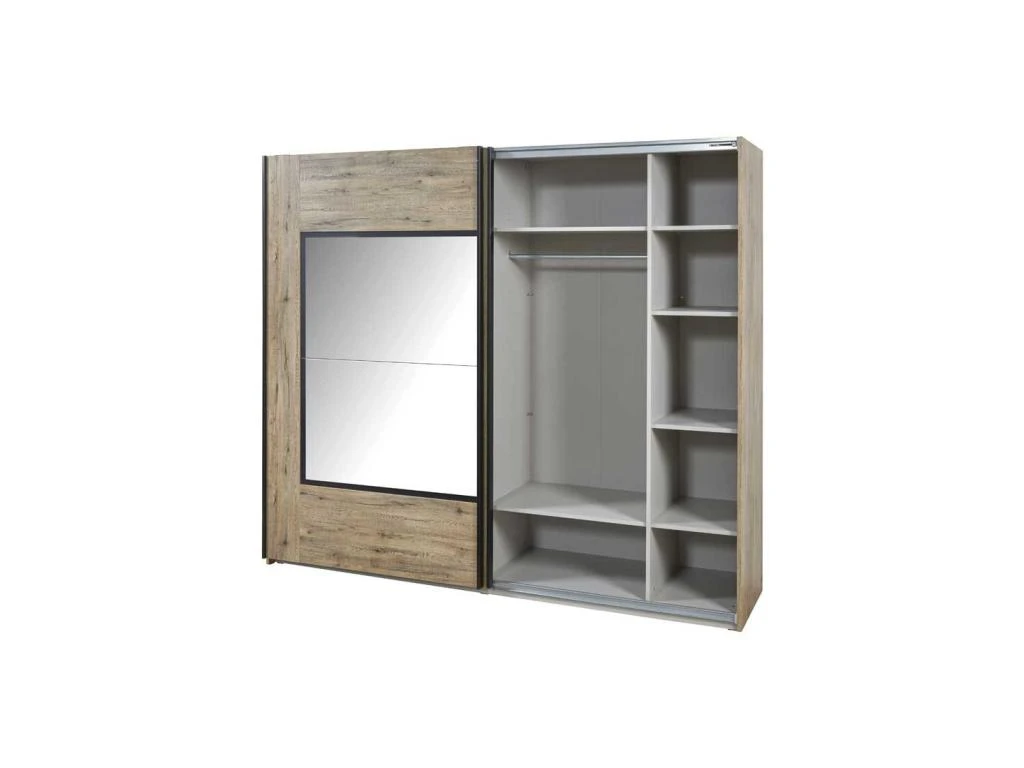 Armoire 2 Portes Coulissantes 245 Teinte ChĂȘne Moyen - NIKITO â Image 3