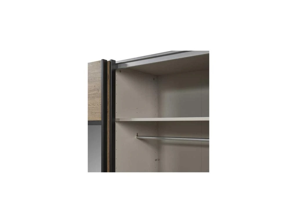 Armoire 2 Portes Coulissantes 245 Teinte ChĂȘne Moyen - NIKITO â Image 4