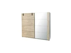 Armoire 2 Portes Coulissantes Chêne/Miroir - OUDONG N°2