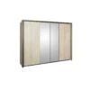 Armoire 2 Portes Coulissantes 280 Cm Chêne + LEDs - LOPEL