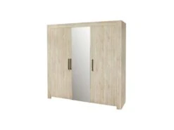 Armoire 3 Portes Avec Miroir Chêne Délavé - YVI
