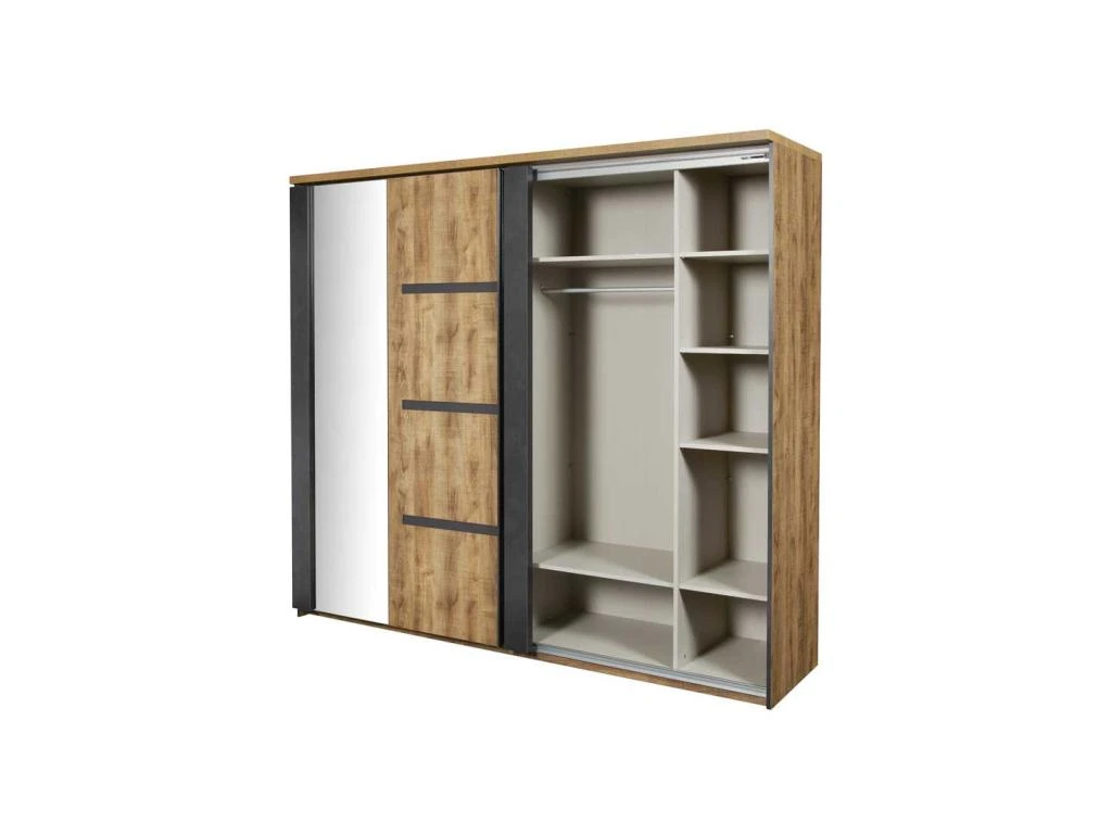 Armoire 2 Portes Coulissantes 245 Cm Bois Tropical - HADES – Image 3