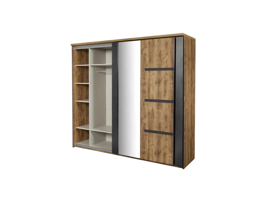 Armoire 2 Portes Coulissantes 245 Cm Bois Tropical - HADES – Image 4