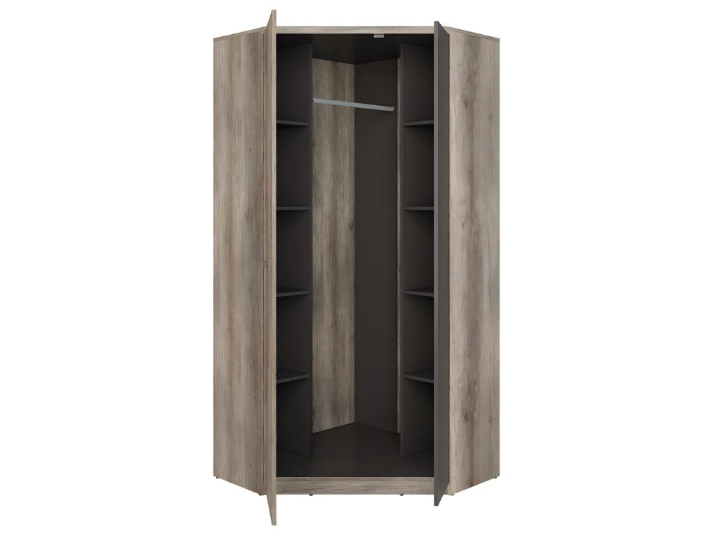 Armoire D'angle 2 Portes Abel Bois Et Gris – Image 2
