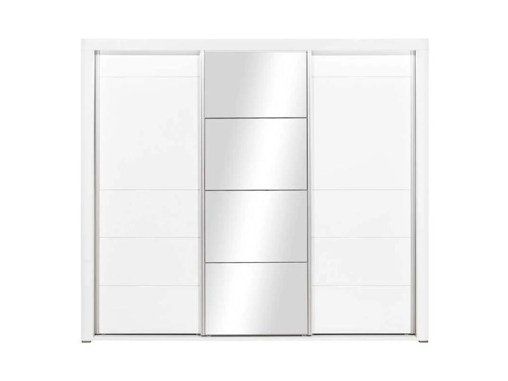 Armoire 3 Portes Coulissantes Blanc Brillant Ă LED - KIELE - L 235 X L 62 X H 210 Cm â Image 2