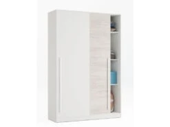 Armoire 2 Portes Coulissantes Blanc - PANDA - L 120 X L 50 X H 200 Cm