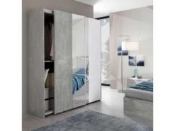 Armoire 2 Portes Coulissantes Avec Miroir - PARILI - L 179 X L 62 X H 214 Cm
