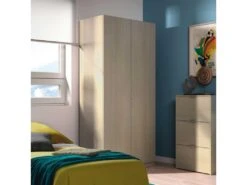 Armoire 2 Portes Battantes ChĂȘne Clair - LUCIA - L 81.5 X L 52 X H 180 Cm