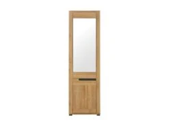 Armoire 2 Portes Miroir Chêne/Gris - CRACOVIE - L 58 X L 37 X H 193.5 Cm