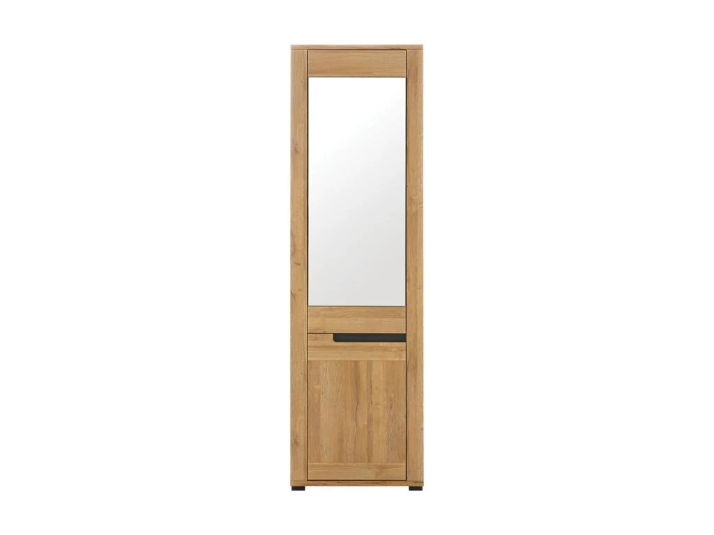 Armoire 2 Portes Miroir ChĂȘne/Gris - CRACOVIE - L 58 X L 37 X H 193.5 Cm