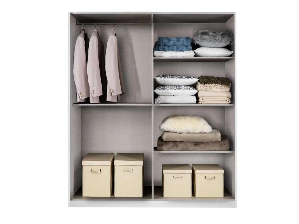 Armoire 4 Portes Battantes Blanc Brillant/Or - NAHESA - L 162 X L 53 X H 212 Cm â Image 3