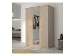Armoire 3 Portes 1 Miroir Chêne Blond - MAILLE