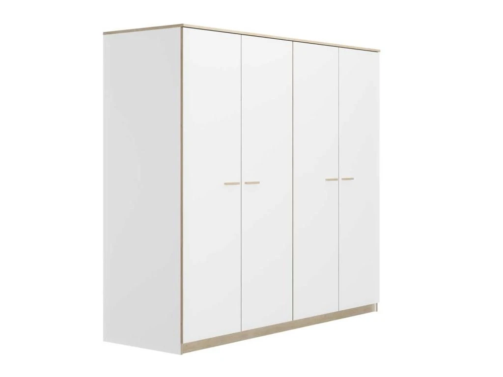 Armoire 4 Portes Blanc/ChĂȘne Blond - MAILLE
