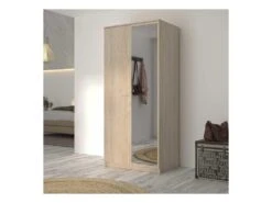 Armoire 2 Portes 1 Miroir Chêne Blond - MAILLE