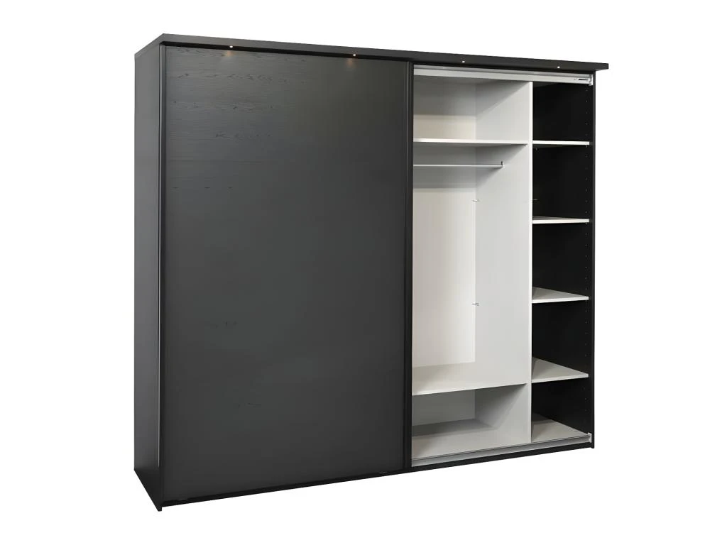 Armoire 2 Portes Coulissantes 217 Cm Bois Noir - UNYS – Image 2