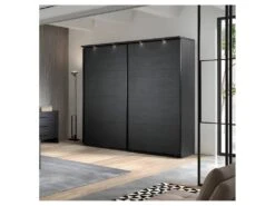 Armoire 2 Portes Coulissantes 245 Cm Bois Noir - UNYS