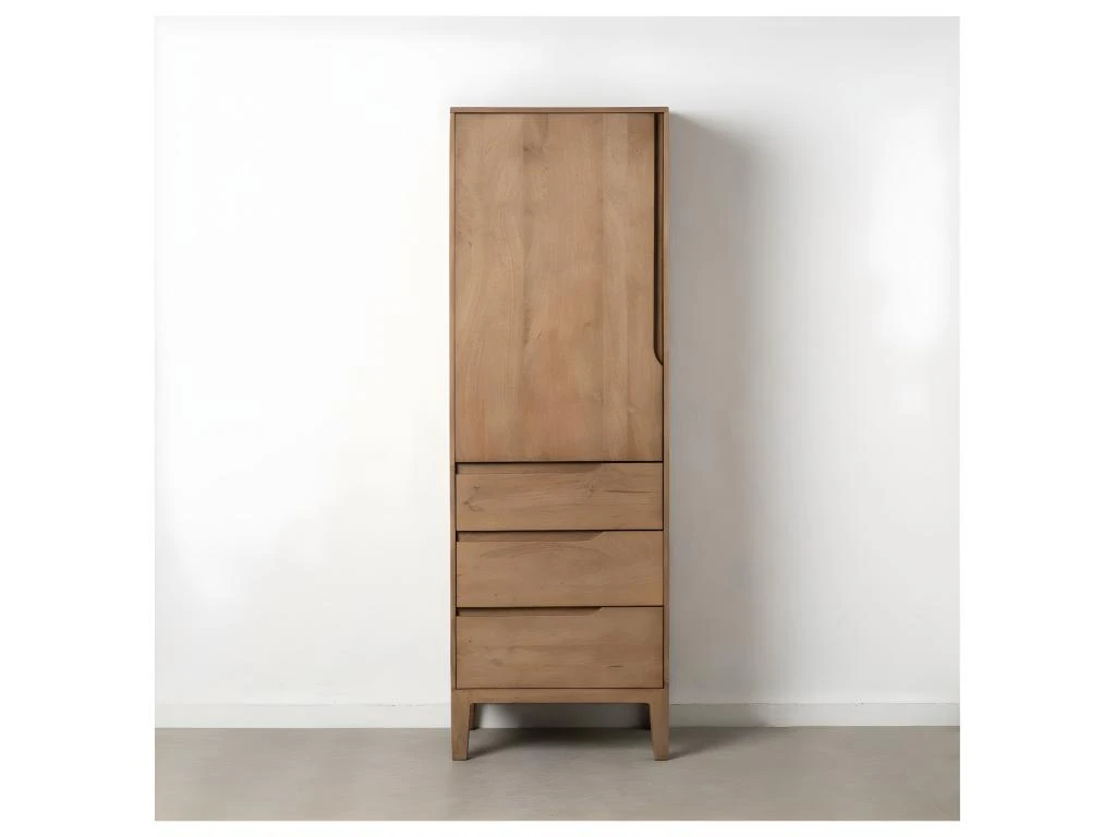 Armoire 1 Porte 3 Tiroirs Bois De Manguier - VERTICA